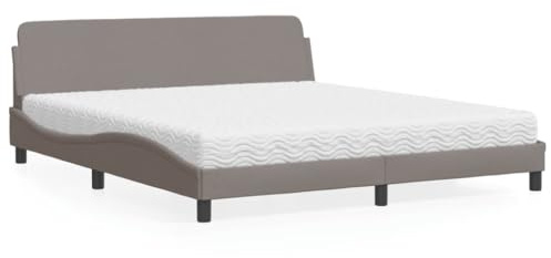 Ziaphsol Polsterbett Dover Taupe 180x200 cm mit Matratze, Stoffbezug, Kiefernholzrahmen, Wellendesign, Schlafzimmer Möbel Set, H2/H3 Härtegrad