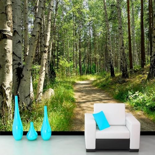 Tizhweqo Papier Peint Panoramique Forêt 450x315 cm (WxH) 3D Papier Peint Intissé Paysage Naturel Photo Poster Mural pour Chambre Salon Décoration Murale pour Adulte et Enfant 703v