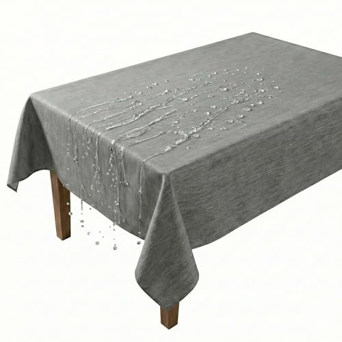 Artwelt Wachstuchtischdecke Abwaschbar PVC (190X140cm, Stone Grey)