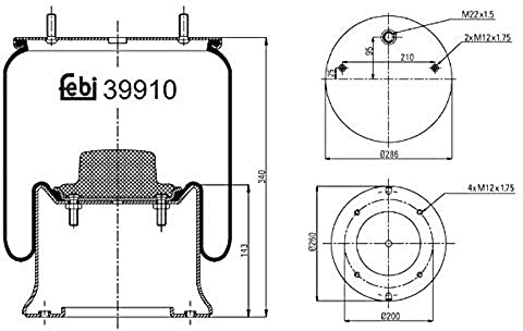 febi bilstein 39910 Air Spring with steel piston, pack of one