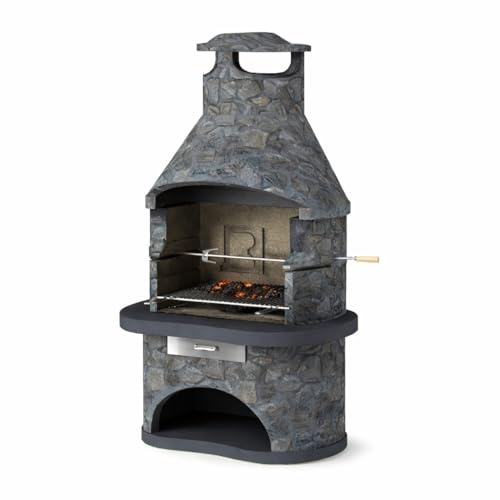 Callow Retail Masonry Charcoal BBQ - Stone BBQ Grill Chimney - Dark Slate Tampere