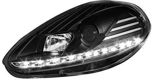 AUTO-STYLE Satz Scheinwerfer inkl. TFL kompatibel mit Fiat Punto Evo 2009-2012 & Punto (199) 2012- - Schwarz