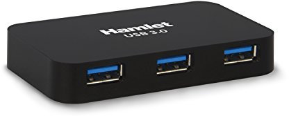 Hamlet XHUB430BKPW Hub USB 3.0 4 porte 5GBbs con cavo USB 3.0 e alimentatore 5V 2A