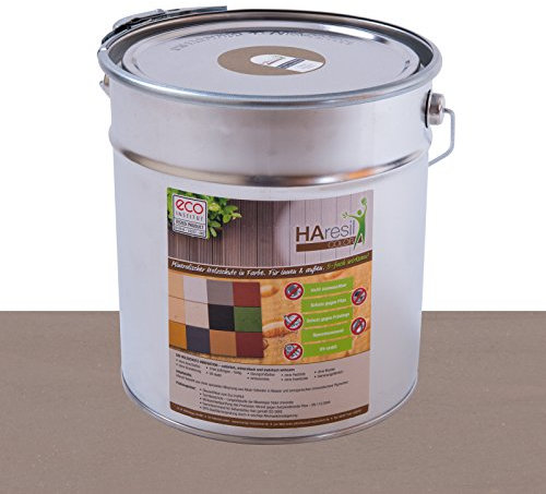 Bio Holzschutz farbig Kieselgrau Holzschutzlasur HAresil Color 5kg Eimer Wetterschutzfarbe Dauerschutzfarbe matt Holzwurmfrei,Pilzbekämpfung natürlich und biologisch für Innen und Außen (Kieselgrau)