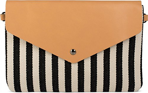 styleBREAKER Damen Clutch Streifen Fischgrät Muster 28x19cm | Envelope Tasche. Reißverschluss. Schulterriemen 100cm. Handschlaufe 33cm. Hauptfach. Einsteckfächer.