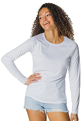 Vapor Apparel Damen Atmungsaktives UPF 50+ UV Sonnenschutz Langarm Funktions T-Shirt X-L Weiß