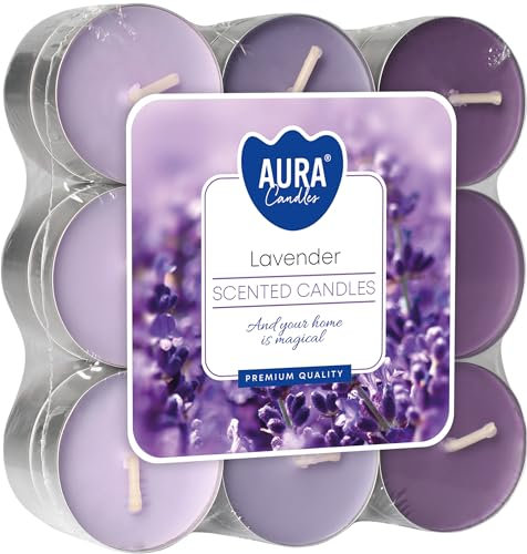 Duftteelicht 18 Stück Lavendel, 4 Stunden, Lila