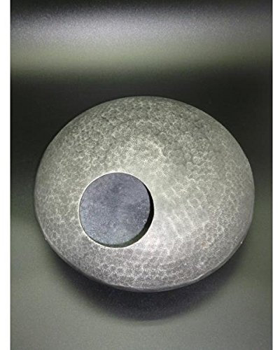 Lavinia Wandvase, Dekovase Disk UFO Silber Aluminium rund flach D. 35cm WA