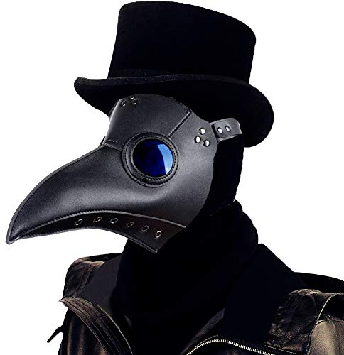Raxwalker Plague Doctor Mask Retro Leather Steampunk Halloween Costume Long Nose Bird Beak Cosplay Props