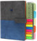 TSY Notizbuch mit Ledereinband, A5, Spiralbindung, nachfüllbar, liniert, mit Fächern für Kreditkarten/Visitenkarten, Stiftschlaufe und Magnetclip, Unisex A5 blau