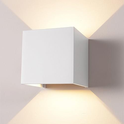 12W LED Wandleuchte Aussen Wandlampe Wasserdicht Mit Einstellbar Abstrahlwinkel IP65 LED Wandbeleuchtung Innen & Außen Warmweiß -Weiß