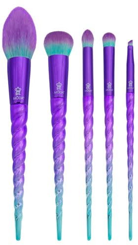MODA Royal & Langnickel Mythical Wild Lot de 5 pinceaux de maquillage pour fard à joues, teint, ombre, pli et eyeliner, violet/bleu sarcelle