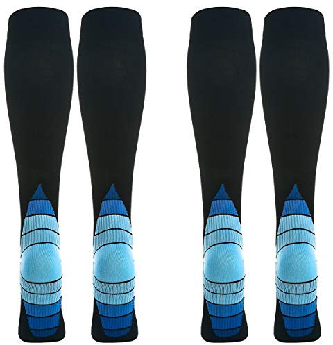 Weekend Peninsula 2 Paar Kompressionsstrümpfe Kniestrümpfe Stützstrümpfe Laufsocken für Damen & Herren, Sport, Laufen, Flug, Reisen, Schwangerschaft, Medizinische Kompressionssocken (M, Blau)