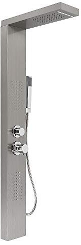 Thermostat-Brausebatterie,304 Edelstahl Duschset,Duschpaneel aus Edelstahl 304 mit Thermostat, Duschstange, Regenduschset Regendusche,HandbrauseWasserfalldusche,15 * 47 * 130cm