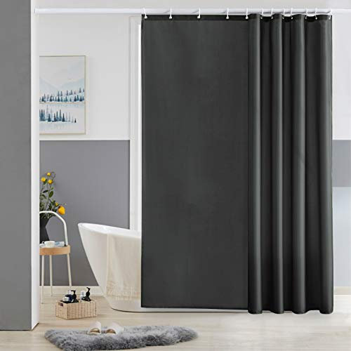Furlinic 180x180 Duschvorhang Anti-schimmel in Badezimmer Vorhang für Badewanne Dusche, Textile Vorhänge aus Stoff Wasserdicht Waschbar, mit 12 Duschvorhangringe Dunkelgrau.