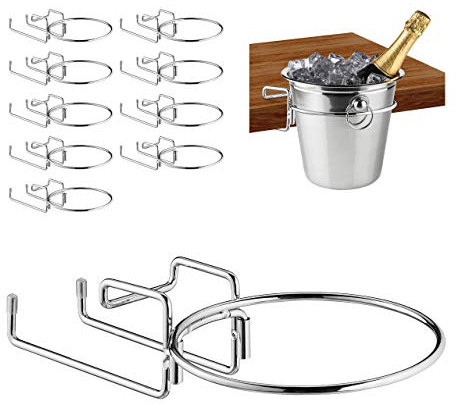 Relaxdays 10x Set Supporto da Tavolo, Porta Secchiello per Vino, Diametro 18 cm, Salvaspazio, Porta Cestello in Ferro, Argento