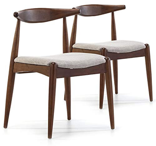 VS Venta-stock Pack 2 sillas Corzo Color Nogal, Madera Maciza, 52,5 cm (Largo) 50 cm (Profundo) 74,5 cm (Alto)