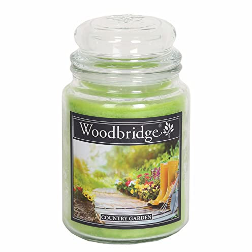 Woodbridge Große Duftkerze im Glas mit Deckel | Country Garden | Duftkerze Blumig | Kerzen lange Brenndauer | Raumduft für Zuhause | Kerze 2 Docht