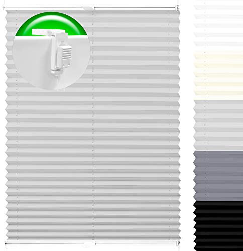 Plissee Pliseerollo mit Klemmträger Ohne Bohren Stoff Pearl Fensterrollo Klemmfix Faltrollo Jalousie Sonnenschutz Blickdicht 35x100 cm