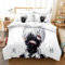PTNQAZ Anime Tokyo Ghoul Kaneki Ken Tröster Bettwäsche-Set, weiß, Bettbezug-Set, Einzelbett, Doppelbett, King-Size-Bett, 2/3-teiliges Doppelbett