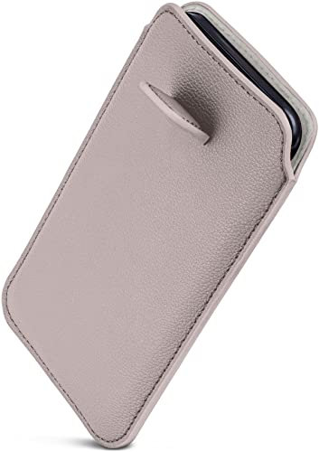 ONEFLOW Liberty Case für iPhone 13 Pro Handy Einsteckhülle mit Rückzugfunktion, PU Leder Handytasche, Schutzhülle mit Lasche, Sleeve Etui Hülle zum Einstecken, Hellgrau