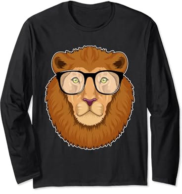 Löwe Nerd Brille Langarmshirt