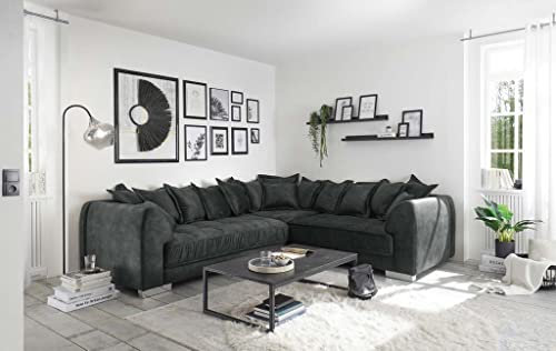Froschkönig24 Pascha Ecksofa 291 x 259 cm Polstergarnitur Sofagarnitur L-förmig Anthrazit