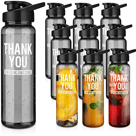 Inbagi 12 Pack Back to School Teacher Parent Volunteer Appreciation Gift Thank You Gift Bulk for Employee 24 oz Plastic Water Bottle Thank You for Being Awesome Sport Bottle for Team Coworker Staff