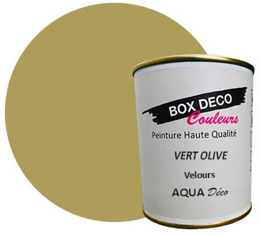 BOX DECO COULEURS Peinture murale acrylique aspect velours Aqua Déco - 750ml, Vert Olive