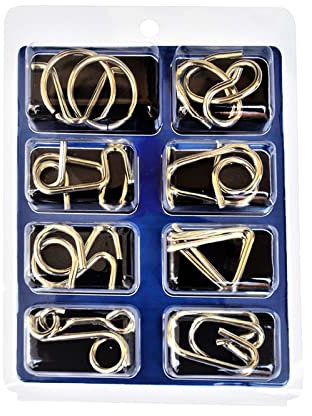 Knobelspiele Set Denksportaufgaben, 8Pcs Metallpuzzle Geduldspiele IQ Spiele für Erwachsene Kinder, Metall Entwirrung Puzzles Knobelspiel, Geschicklichkeitsspiele Set für Geburtstag Mitgebsel