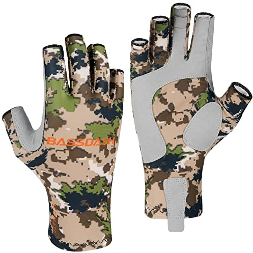 Bassdash Altime Gants de pêche sans Doigts avec Protection Solaire UPF 50+ pour Homme et Femme pour Kayak, pagaie, randonnée, Cyclisme, Conduite, tir, entraînement