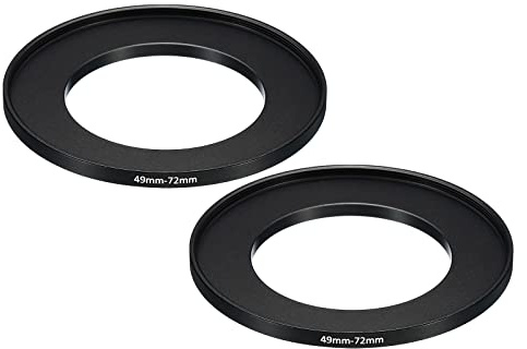 PATIKIL 49 mm - 72 mm Metall-Step-Up-Ring, 2 Stück Kameraobjektivfilter-Adapterring aus Aluminium-Filter-Adapterring für Kamera-Objektivblende, schwarz