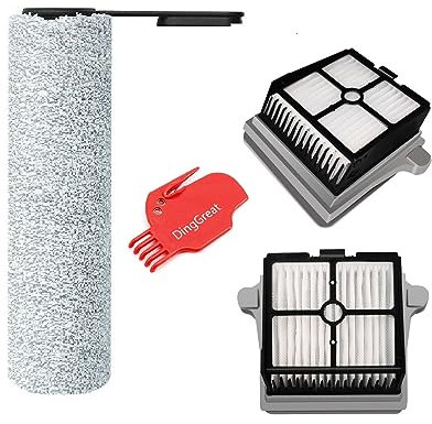 DingGreat Pièces de rechange pour Tineco Floor One S7, rouleau brosse et filtre de rechange pour Tineco Floor One S7 et S7 Pro Aspirateur sans fil humide et sec 1 rouleau brosse et 2 filtres HEPA