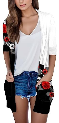 GFPGNDFHG Demonia Shaker Bolero Damen Schwarz Hoodie Pullover Damen -Cardigan mit Farbverlaufsdruck, langärmeliges Oberteil, Cardigan-Jacke mit Taschen Damen Flauschige Pullover Kendall + Kylie