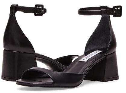 Steve Madden Damen Ella Sandale mit Absatz, Schwarz Leder, 41 EU