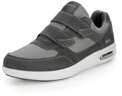 KWUKOTY Women's Adjustable Fit Diabetic Shoes Orthopedic Walking Sneakers | Plantar Fasciitis/Swollen Feet/Bunions | Wide Grey Size 6.5
