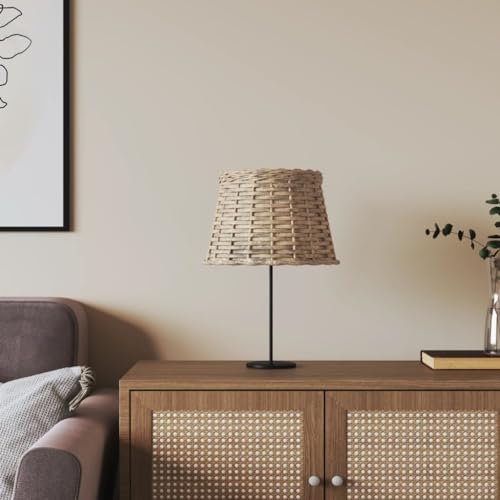 Homgoday Lampenschirm Tischlampe Lampenschirm Nachttischlampe Schirm Ersatzschirm für Tischlampe Hängeleuchten Deckenlampe für Wohnzimmer Schlafzimmer Braun Ø25x17 cm Korbweide