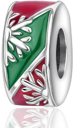 LaMenars Weihnachten Schneeflocke Clip Spacer Charm for 925 Sterling Silver Perlen für Mädchen Geschenke für Frauen Halskette & Armband
