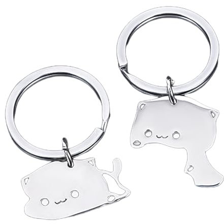 Moguri 2er Set Katzen Schlüsselanhänger Katze Kuschelpartner Schlüsselanhänger Puzzle Anhänger Schlüsselanhänger Pärchen Geschenk Freundschaft Schutzengel Schlüsselanhänger