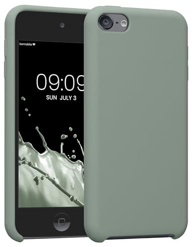kwmobile Schutzhülle kompatibel mit Apple iPod Touch 6G / 7G (6. und 7.Generation) - Hülle Silikon gummiert - Cover Case in Rainwashed Grün