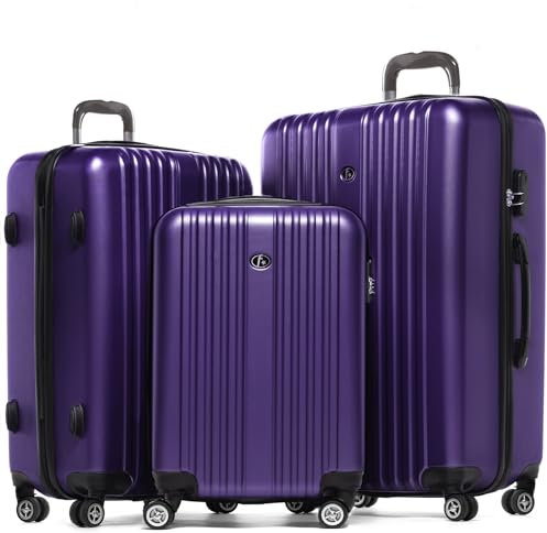 FERGÉ Kofferset 3 teilig Hartschale Toulouse Reisekoffer Trolley-Set (Handgepäck, L, XL) 3er Set Hartschalenkoffer Roll-Koffer 4 Rollen 100% ABS violett