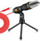 CENMEN -666 Professional 3.5mm Microphone Wired Home AUX Audio Stereo Desktop Tripod MIC Set for Pc Phone Karaoke Easy Install Black