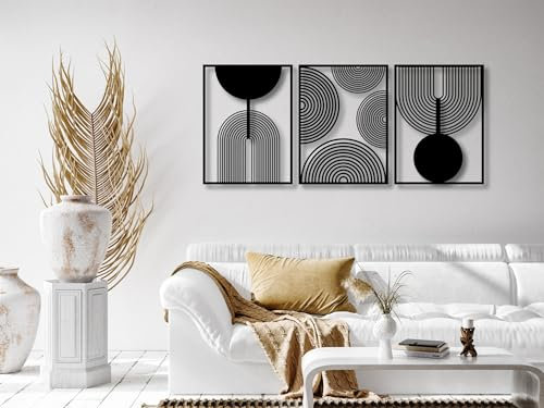 VAILLA ® 3er set Boho Wanddeko, Geometrische Wanddekoration aus Holz, 3D Wandbilder Home Dekoration, Bohemian Große Wand Deko, Bilder für Schlafzimmer, Wohnzimmer (Boho 21)