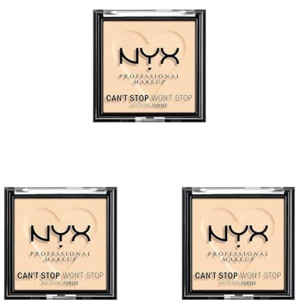 NYX Professional Makeup Can't Stop Won't Stop Mattifying Powder, Matte Finish, Farbton: Fair (Packung mit 3)