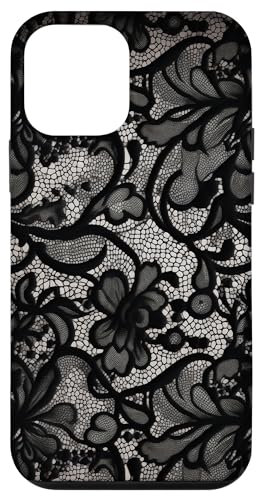 Hülle für iPhone 12 mini Schwarze Spitze, Vintage-Muster
