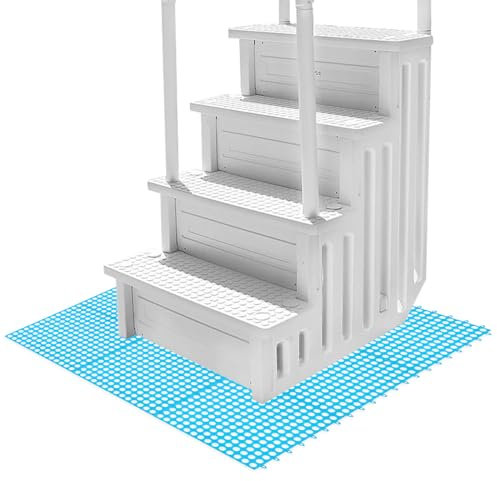 9pcs Splicing Pool Ladder Mats, Anti-Slip Protective Pool Ladder Pad 36 x 36 Inch Swimming Pool Step Mats for Above Ground Pool Liners and Stairs