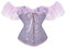 Achlibe Women Plus Size Princess Renaissance Corset Top Lace Sleeves Overbust Top Waist Training Halloween Costume (A-a-Purple, M)