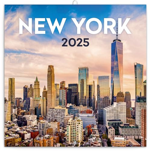 NOTIQUE Wandkalender 2025 New York Kalender, Broschürenkalender mit Monatskalendarium, Broschurkalender Kalender 30 x 30 cm (30x60 Geöffnet)