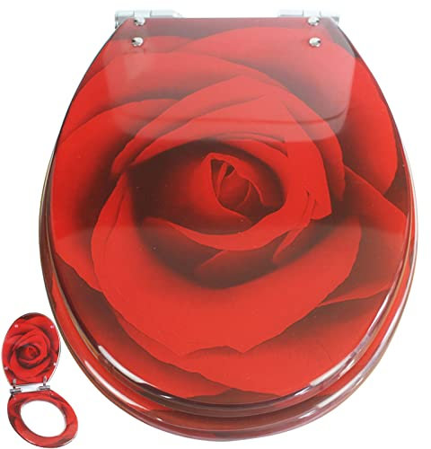 Toilettensitz weich geschlossen, Toilettensitz, Roter Toilettendeckel mit Absenkautomatik von Ideal Standard mit verstellbaren Scharnieren mit Schnellverschluss for einfache Reinigung, ovaler Toilette