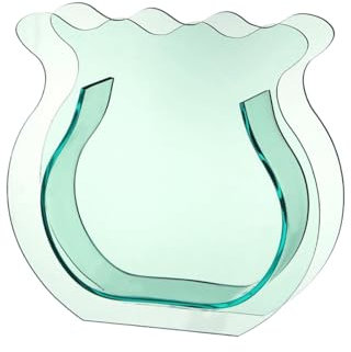Ellipsenvase, oval, breite Öffnung, klares Acryl, geometrischer Bogen, Blumendekoration, moderne Vase für Zuhause, Schlafzimmer, Wohnzimmer, Esstisch, klare Glasvase (M, Einheitsgröße)
